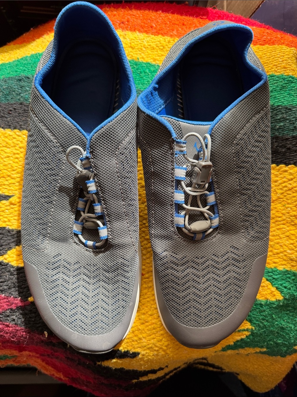 OluKai Men's Gray and Blue Slip-On Loafers